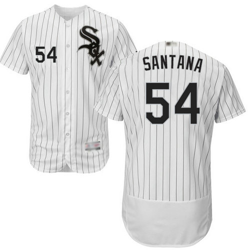 White Sox #54 Ervin Santana White(Black Strip) Flexbase Authentic Collection Stitched Baseball Jersey