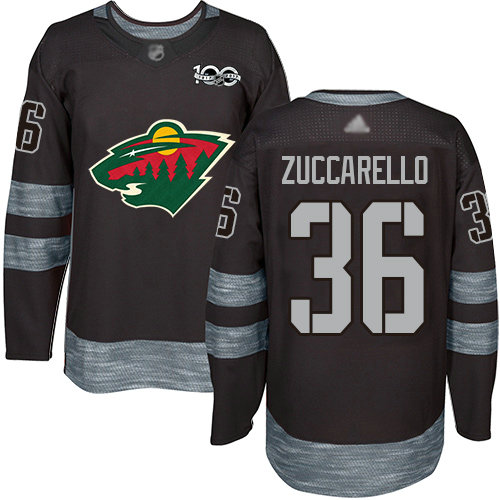 Wild #36 Mats Zuccarello Black 1917-2017 100th Anniversary Stitched Hockey Jersey