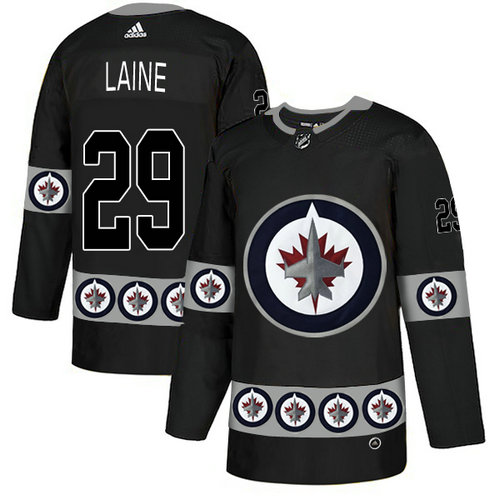 Winnipeg Jets 29 Patrik Laine Black Team Logos Fashion Adidas Jersey