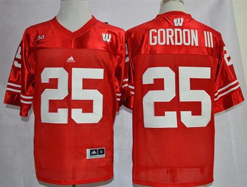 Wisconsin Badgers 25 Melvin Gordon III Red Big Ten NCAA Jersey