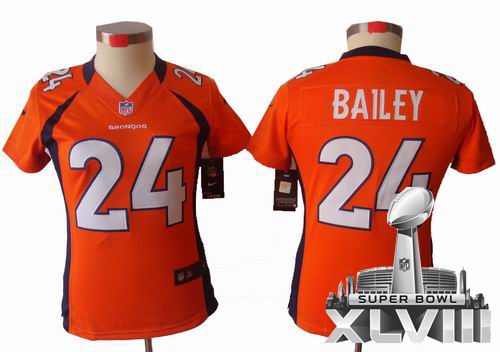 Women 2012 Nike Denver Broncos #24 Champ Bailey orange Limited 2014 Super bowl XLVIII(GYM) Jersey