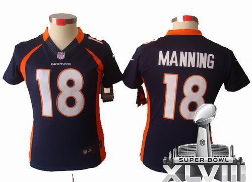 Women 2012 Nike Denver Broncos 18# Peyton Manning blue limited 2014 Super bowl XLVIII(GYM) Jersey