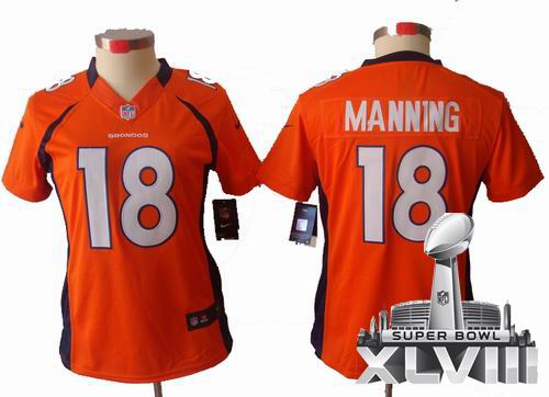 Women 2012 Nike Denver Broncos 18# Peyton Manning orange limited 2014 Super bowl XLVIII(GYM) Jersey