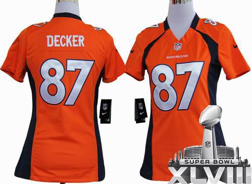 Women 2012 Nike Denver Broncos 87# Eric Decker orange game 2014 Super bowl XLVIII(GYM) Jersey