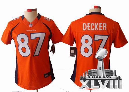 Women 2012 Nike Denver Broncos 87# Eric Decker orange limited 2014 Super bowl XLVIII(GYM) Jersey