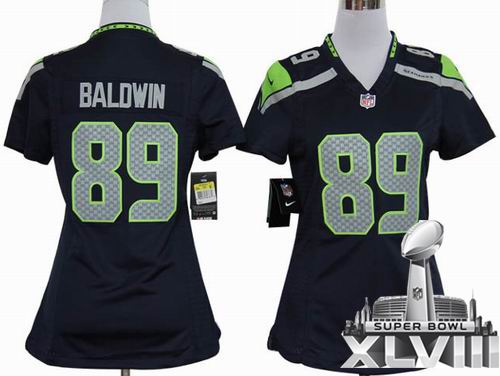 Women 2012 Nike Seattle Seahawks #89 Doug Baldwin game Team Color 2014 Super bowl XLVIII(GYM) Jersey