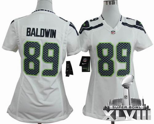 Women 2012 Nike Seattle Seahawks #89 Doug Baldwin game white 2014 Super bowl XLVIII(GYM) Jersey