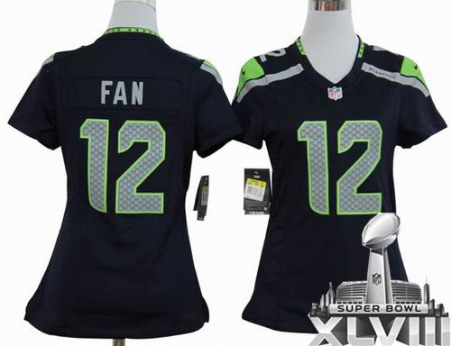 Women 2012 Nike Seattle Seahawks 12th Fan Game team color 2014 Super bowl XLVIII(GYM) Jersey