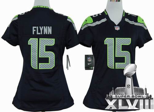Women 2012 Nike Seattle Seahawks 15# Matt Flynn blue Game 2014 Super bowl XLVIII(GYM) Jersey