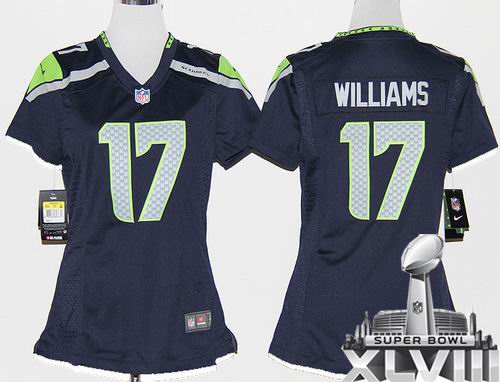 Women 2012 Nike Seattle Seahawks 17# Mike Williams Game Team Color 2014 Super bowl XLVIII(GYM) Jersey