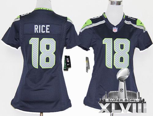 Women 2012 Nike Seattle Seahawks 18# Sidney Rice Game team Color 2014 Super bowl XLVIII(GYM) Jersey