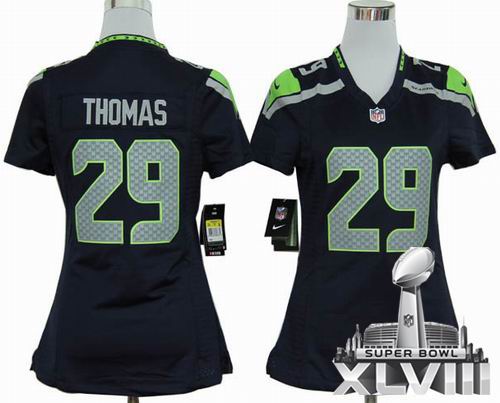 Women 2012 Nike Seattle Seahawks 29# Earl Thomas Game team color 2014 Super bowl XLVIII(GYM) Jersey