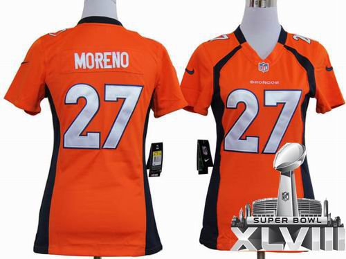 Women 2012 nike Denver Broncos #27 Knowshon Moreno orange game 2014 Super bowl XLVIII(GYM) Jersey