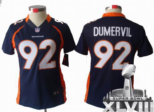 Women 2012 nike Denver Broncos #92 Elvis Dumervil blue limited 2014 Super bowl XLVIII(GYM) Jersey