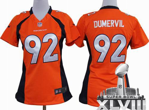 Women 2012 nike Denver Broncos #92 Elvis Dumervil orange game 2014 Super bowl XLVIII(GYM) Jersey