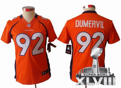 Women 2012 nike Denver Broncos #92 Elvis Dumervil orange limited 2014 Super bowl XLVIII(GYM) Jersey