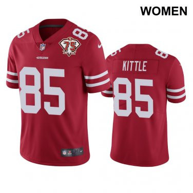Women's 49ers #85 George Kittle Red 75th Anniversary Jersey