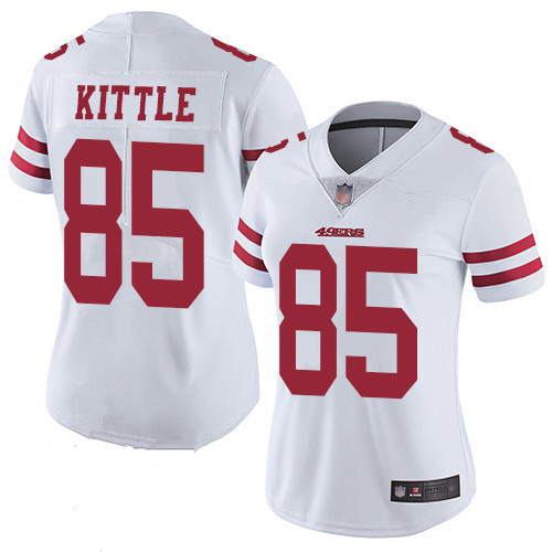Women's 49ers #85 George Kittle White Football Vapor Untouchable Limited Jersey