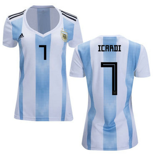 Women's Argentina #7 Icardi Home Soccer Country Jersey1