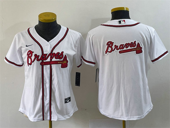 Women's Atlanta Braves White Team Big Logo Stitched Jersey