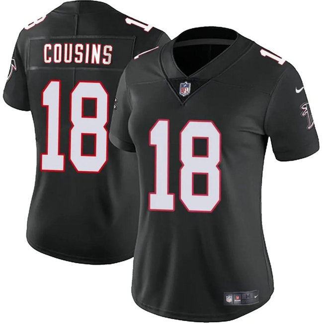Women's Atlanta Falcons #18 Kirk Cousins Black 2023 Stitched Jersey