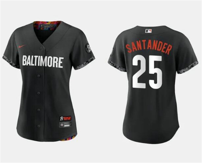 Women's Baltimore Orioles #25 Anthony Santander Black 2023 City Connect Stitched Baseball Jersey