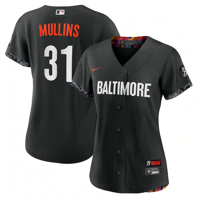 Women's Baltimore Orioles #31 Cedric Mullins Black 2023 City Connect Stitched Baseball Jersey