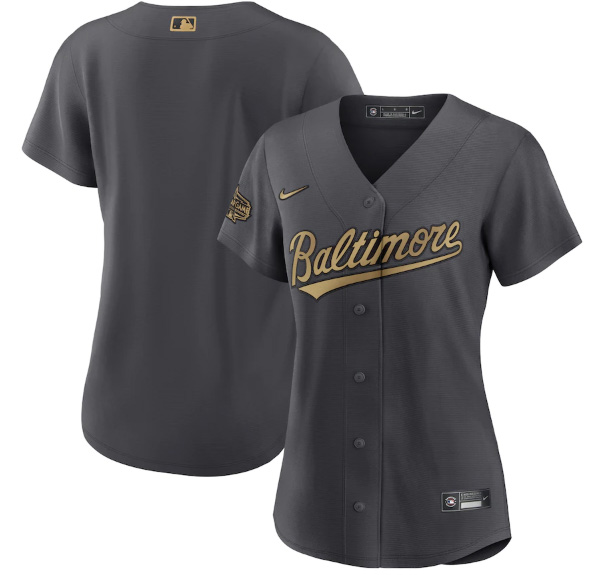 Women's Baltimore Orioles Blank 2022 All-Star Charcoal Stitched Baseball Jersey