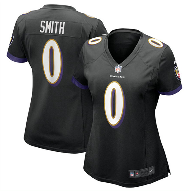 Women's Baltimore Ravens #0 Roquan Smith Black Football Jersey