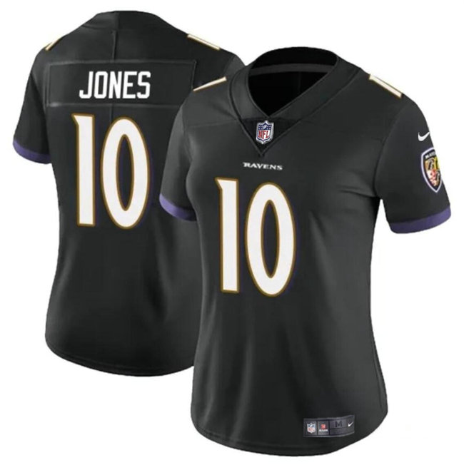 Women's Baltimore Ravens #10 Emory Jones Black Vapor Football Jersey