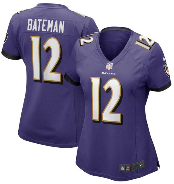 Women's Baltimore Ravens #12 Rashod Bateman Purple Vapor Untouchable Limited Football Jersey