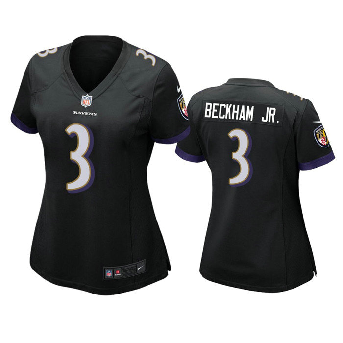 Women's Baltimore Ravens #3 Odell Beckham Jr. Black Football Jersey