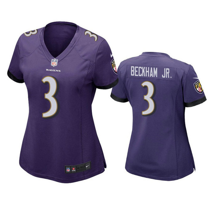 Women's Baltimore Ravens #3 Odell Beckham Jr. Purple Football Jersey