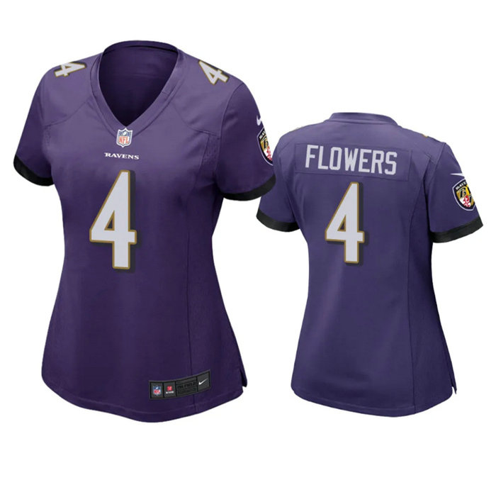 Women's Baltimore Ravens #4 Zay Flowers Purple Football Jersey