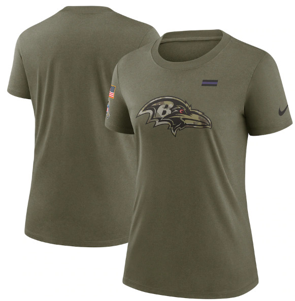 Women's Baltimore Ravens Olive 2021 Salute To Service T-Shirt 