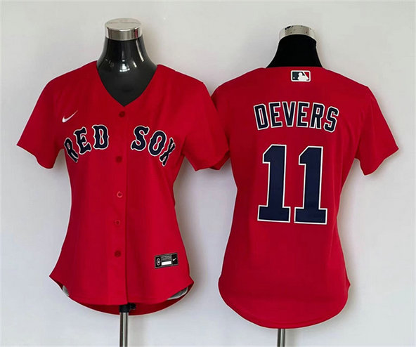 Women's Boston Red Sox #11 Rafael Devers Red Cool Base Stitched Jersey