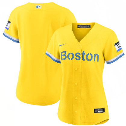 Women's Boston Red Sox Nike Gold Light Blue 2021 City Connect Jersey