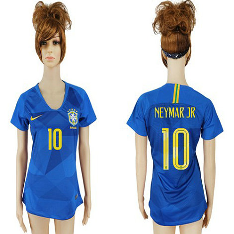 Women's Brazil #10 Neymar Jr Away Soccer Country Jersey1