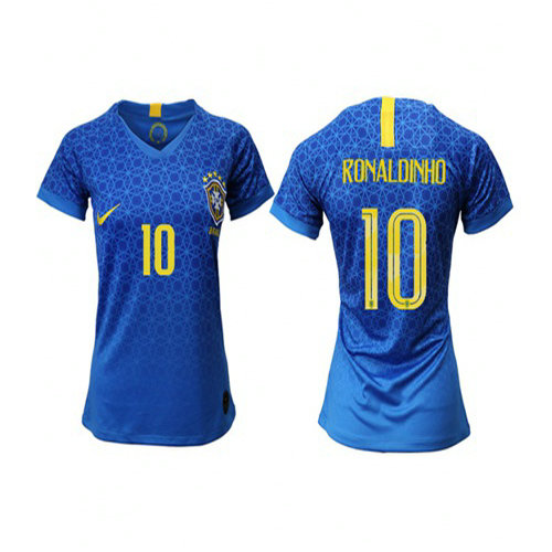 Women's Brazil #10 Ronaldinho Away Soccer Country Jersey