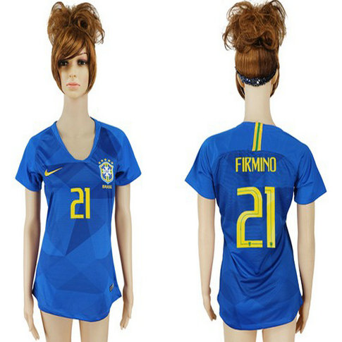Women's Brazil #21 Firmino Away Soccer Country Jersey1