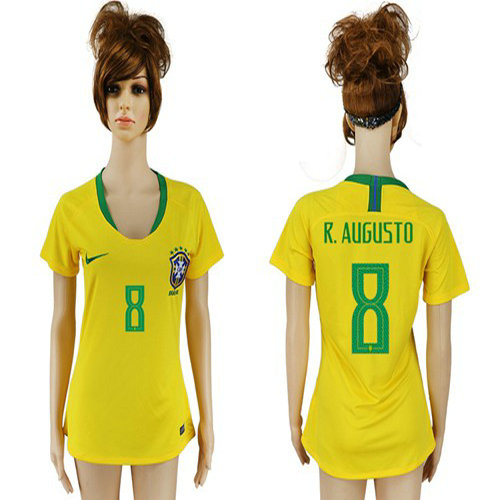 Women's Brazil #8 R.Augusto Home Soccer Country Jersey1