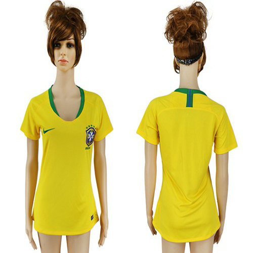 Women's Brazil Blank Home Soccer Country Jersey1
