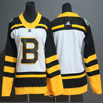 Women's Bruins Blank White Authentic 2019 Winter Classic Women's Stitched Hockey Jersey