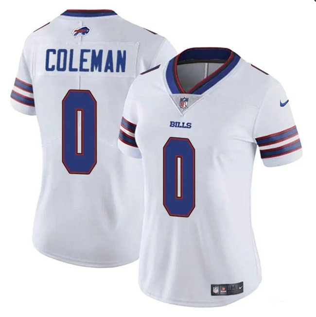 Women's Buffalo Bills #0 Keon Coleman White Vapor Stitched Football Jersey