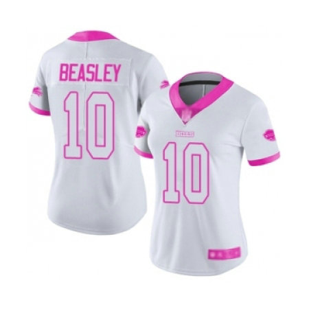 Women's Buffalo Bills #10 Cole Beasley Limited White Pink Rush Fashion Football Jersey