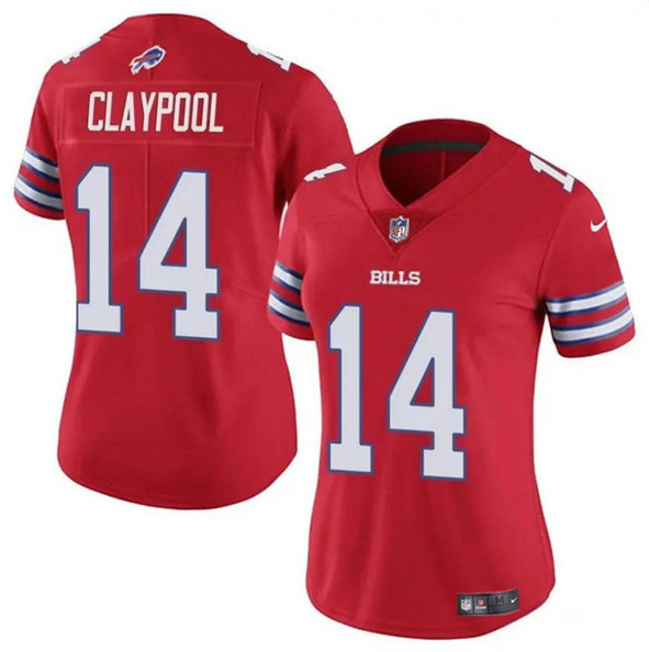 Women's Buffalo Bills #14 Chase Claypool Red Vapor Stitched Football Jersey