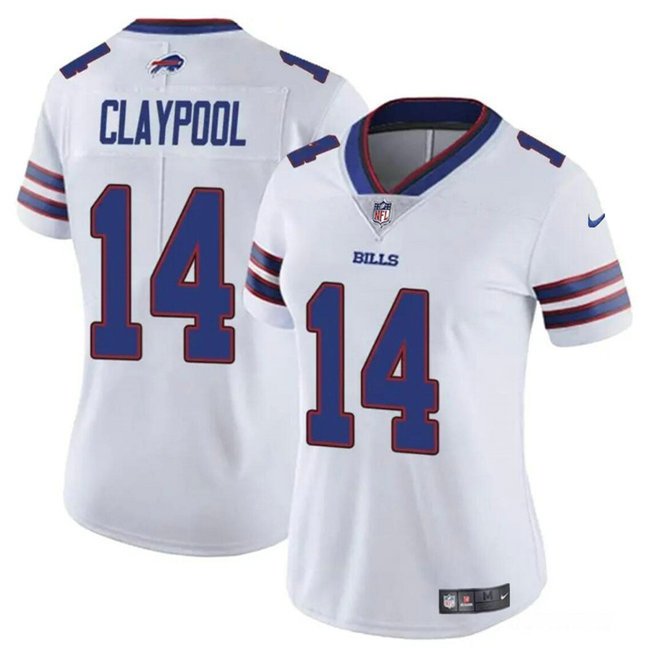 Women's Buffalo Bills #14 Chase Claypool White Vapor Stitched Football Jersey