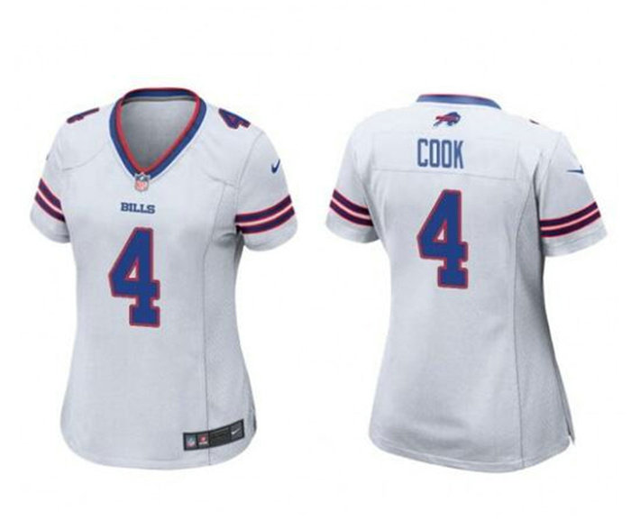 Women's Buffalo Bills #4 James Cook White Stitched Football Jersey