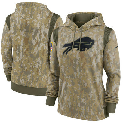 Women's Buffalo Bills 2021 Camo Salute To Service Therma Performance Pullover Hoodie