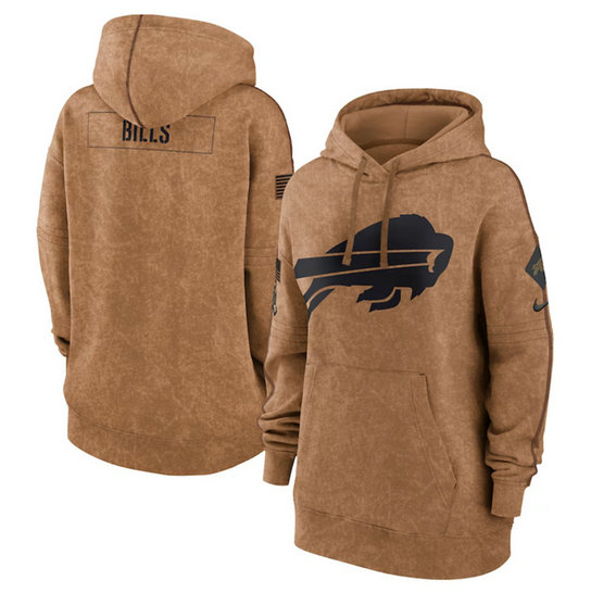 Women's Buffalo Bills 2023 Brown Salute To Service Pullover Hoodie